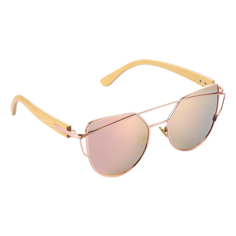 Modern Cat Eye Sunglasses for Women Polarized Sunglasses with metal frame and natural Bamboo wood frame Fashion Style