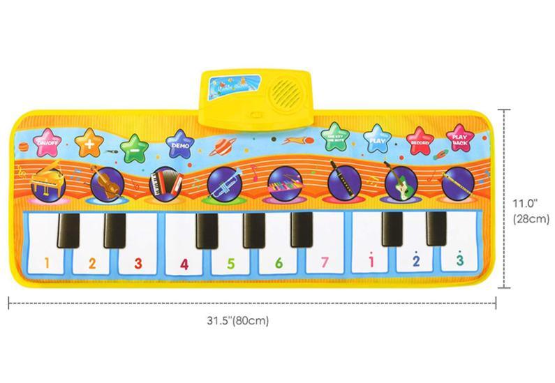 Music Piano Play Mat Multi-function with Instrument Sound Demo Songs Cloth Musical Carpet Educational Toys For Kids