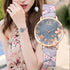 Girl Luxury Watch Women New Fashion Embossed Flowers Small Fresh Printed Belt Dial Watch Female Student Quartz Watch For Women and Girls