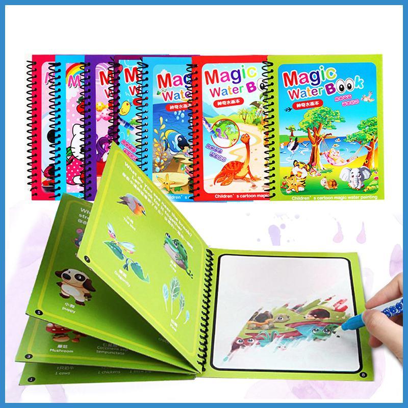 8 Types Montessori Toys Reusable Coloring Book Magic Water Drawing Book Sensory Early Education Toys For Kids