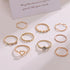 Charming 9 PCs Combo Bohemian And Vintage Style Golden Knuckle Rings Set for Women and Girls - Gold Finger Rings