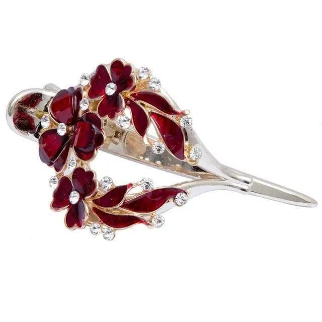 Charming Colorful Flower Red Hair Clip For Women Fashionable Design Beautiful Women Vintage Wedding Hair Clips