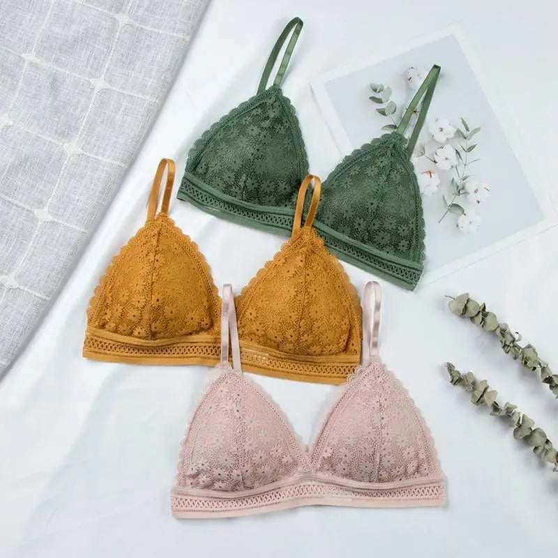 Charming Floral Lace Bra Top For Women Push Up Female Lingerie breathable Bralette Removable Pad Thin Fashion New