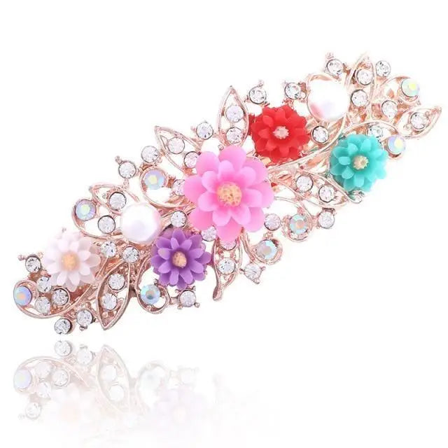 Charming Floral Pearl Hairclip Beautiful Women Flower Elegant Decorative Design Metal Hair Clips Luxury Hair Wedding