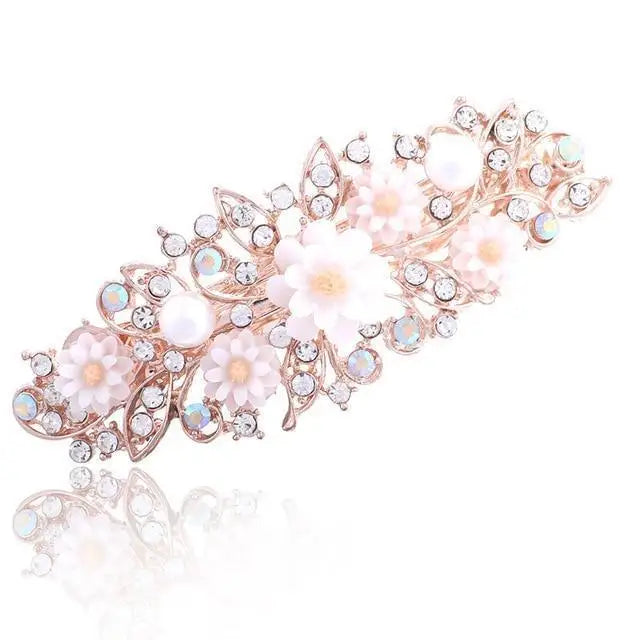 Charming Floral Pearl Hairclip Beautiful Women Flower Elegant Decorative Design Metal Hair Clips Luxury Hair Wedding