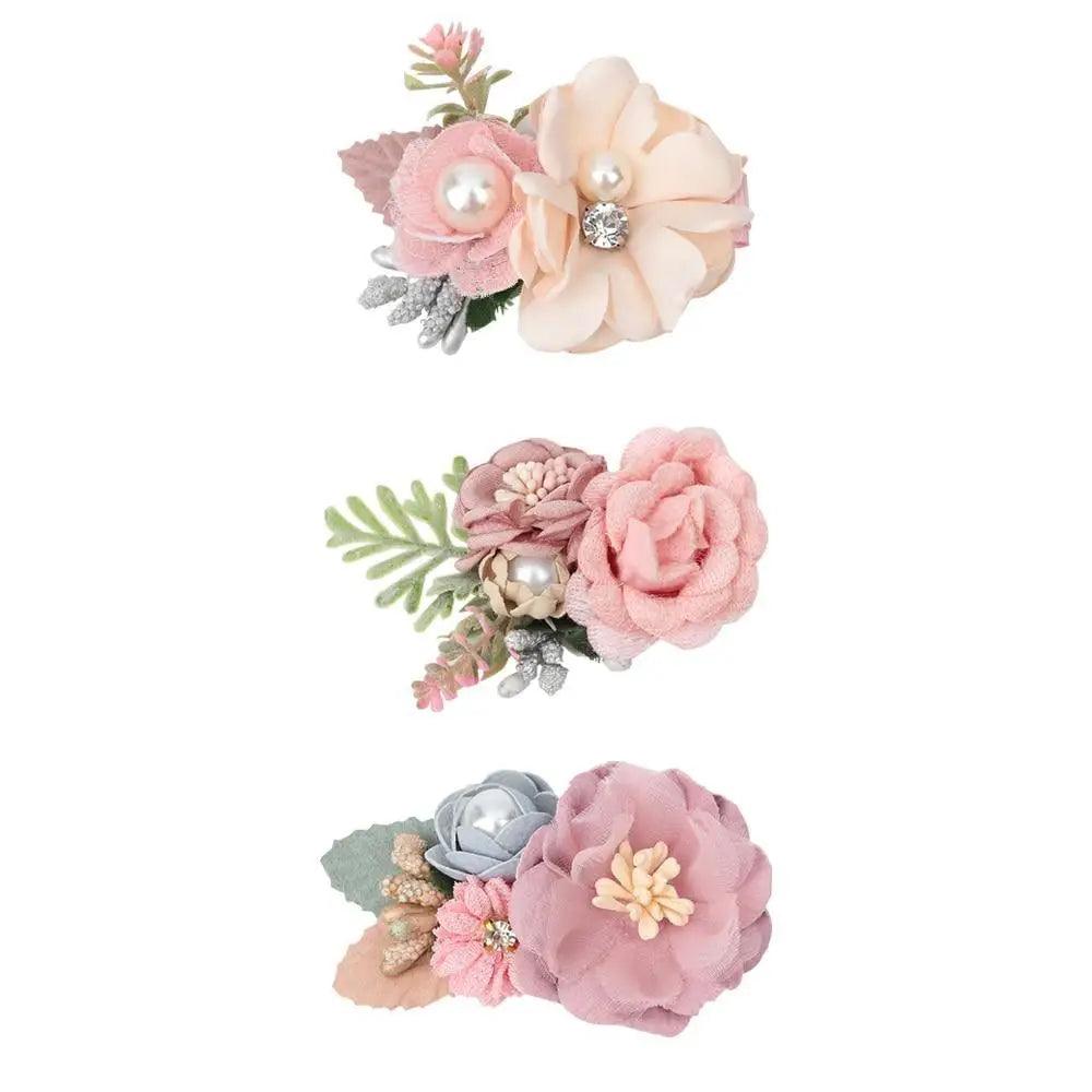 Charming Flower Pearl Hair Pins Cute Hair Accessories For Kids Girls Fashion Flower Design Crystal Pearl Hair Clip