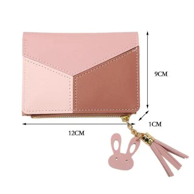 Charming Hit Color Short Tassels Wallets,Bags Zipper PU Leather Card Holder Pendant Coin Purse Card Cash Clutch