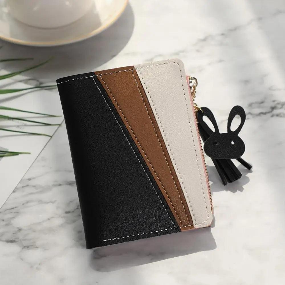 Charming Hit Color Short Tassels Wallets,Bags Zipper PU Leather Card Holder Pendant Coin Purse Card Cash Clutch