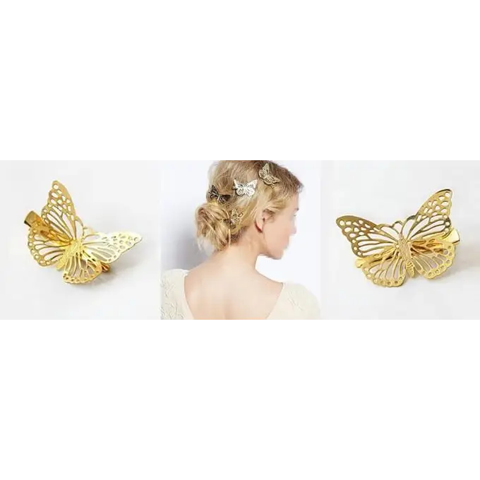 Charming Ladies Golden Butterfly Hair Clip Metal Hairpin For Women Elegant Hair Pins Hair Accessories For Girls