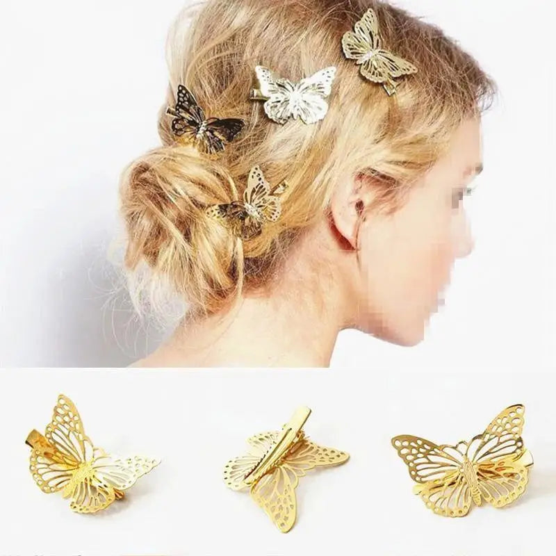 Charming Ladies Golden Butterfly Hair Clip Metal Hairpin For Women Elegant Hair Pins Hair Accessories For Girls