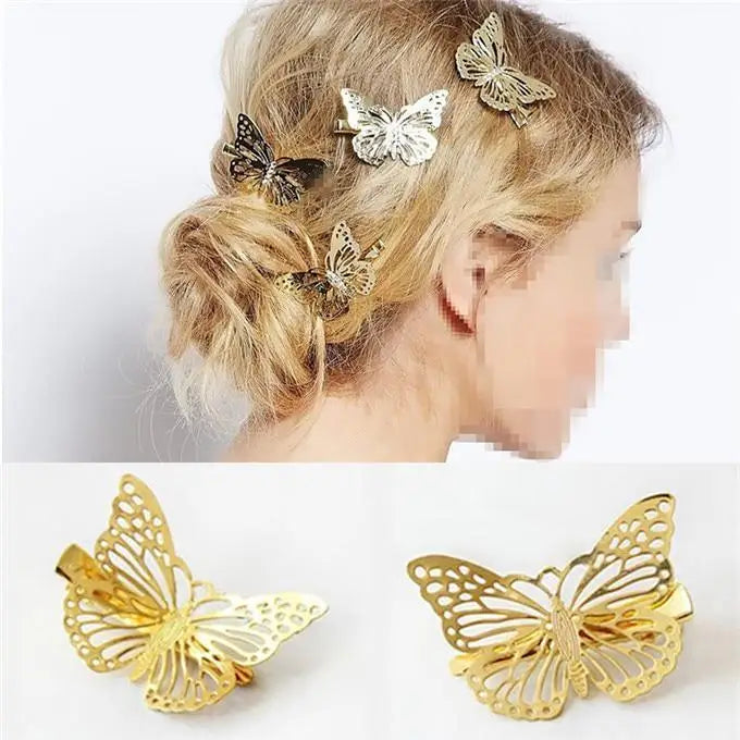 Charming Ladies Golden Butterfly Hair Clip Metal Hairpin For Women Elegant Hair Pins Hair Accessories For Girls