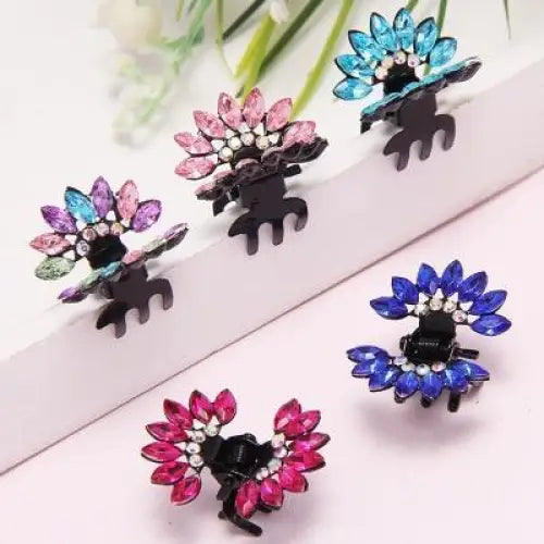 Charming Rhinestone Crystal Multicolor Hair Claws For Girls Elegant Mini Hair Jaw Claws Children Hair Accessories