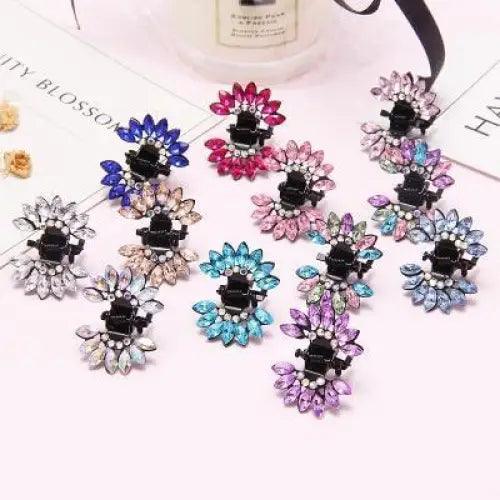 Charming Rhinestone Crystal Multicolor Hair Claws For Girls Elegant Mini Hair Jaw Claws Children Hair Accessories