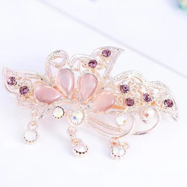 Charming Shiny Rhinestone Flower Hair Clip For Women Fashion Beautiful Multicolor Hairpins New Design Hair Clips