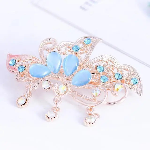 Charming Shiny Rhinestone Flower Hair Clip For Women Fashion Beautiful Multicolor Hairpins New Design Hair Clips