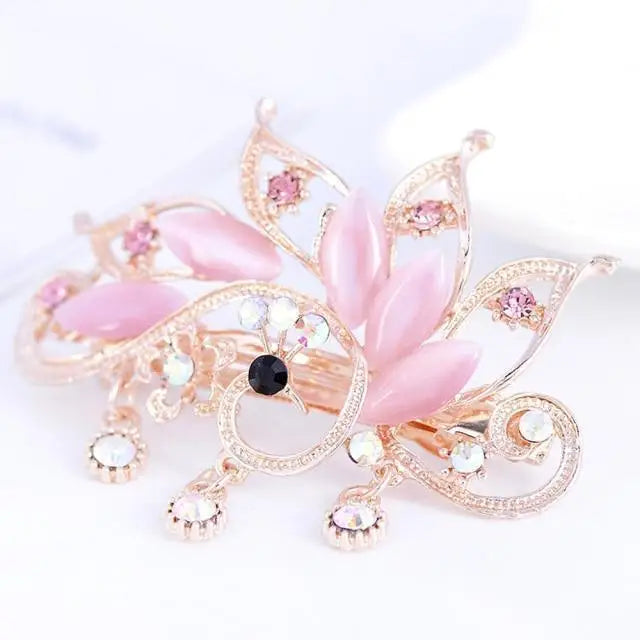 Charming Shiny Rhinestone Flower Hair Clip For Women Fashion Beautiful Multicolor Hairpins New Design Hair Clips