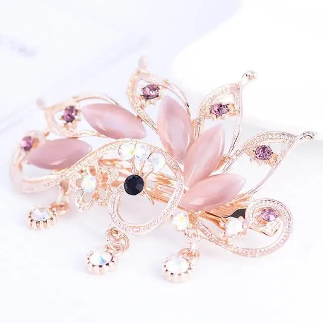 Charming Shiny Rhinestone Flower Hair Clip For Women Fashion Beautiful Multicolor Hairpins New Design Hair Clips