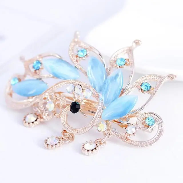 Charming Shiny Rhinestone Flower Hair Clip For Women Fashion Beautiful Multicolor Hairpins New Design Hair Clips