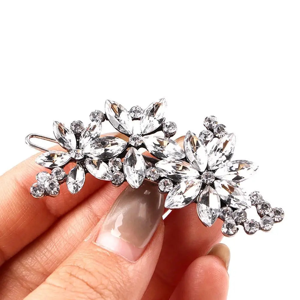 Charming Shiny Rhinestone Flower Hair Clip For Women Fashion Beautiful Multicolor Hairpins New Design Hair Clips