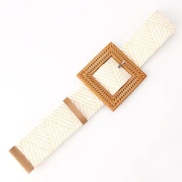 Charming Women Waist Belt Classic Round Wooden Buckle Casual Design Dress Women Buckle Waist Dress Band - STEVVEX Fashion - 702, belt, belt for women, belts, casual belt, classic belt, elastic belt, elegant belt, fashion belt, new design belt, retro belt, round buckle belt, straw woven belt, stylish belt, trendy belt, vintage belt, wide strap belt, women belts, wooden buckle belt, wooden style belt, woven belt - Stevvex.com