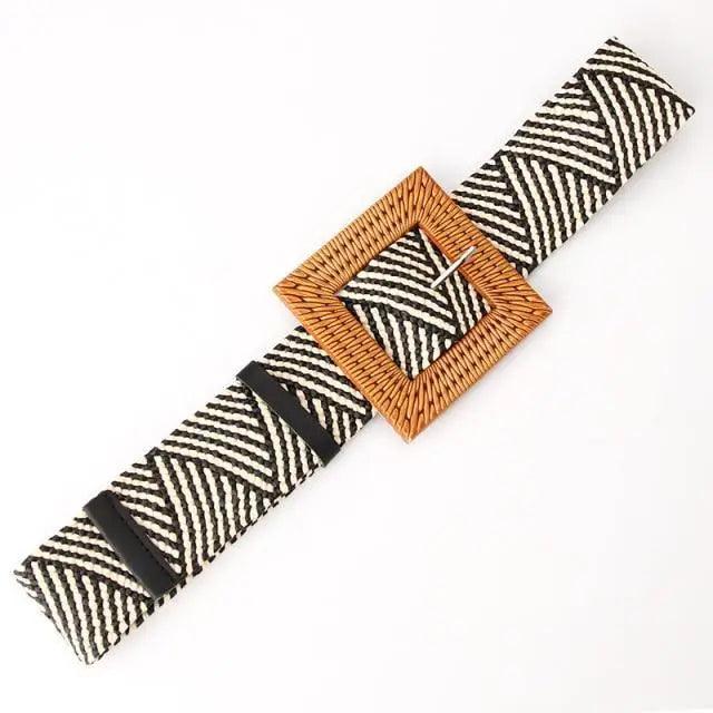 Charming Women Waist Belt Classic Round Wooden Buckle Casual Design Dress Women Buckle Waist Dress Band - STEVVEX Fashion - 702, belt, belt for women, belts, casual belt, classic belt, elastic belt, elegant belt, fashion belt, new design belt, retro belt, round buckle belt, straw woven belt, stylish belt, trendy belt, vintage belt, wide strap belt, women belts, wooden buckle belt, wooden style belt, woven belt - Stevvex.com