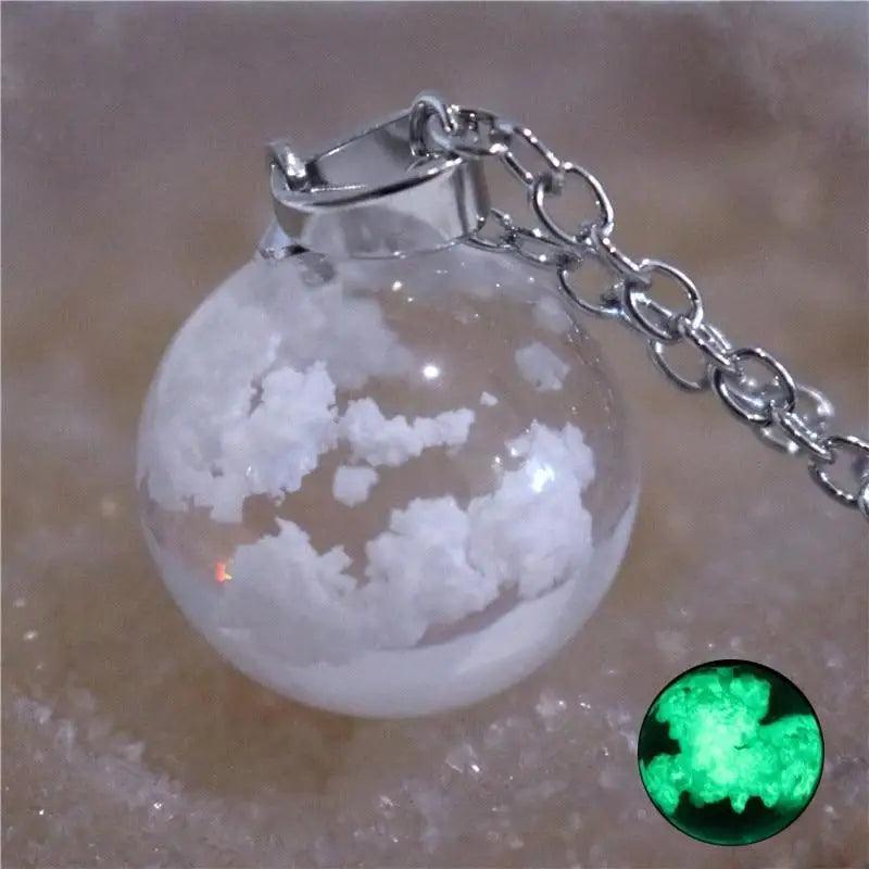 Chic Transparent Resin Round Ball Blue Sky White Cloud Moon Pendant Necklace for Women - Fashion Chain Necklace Jewelry