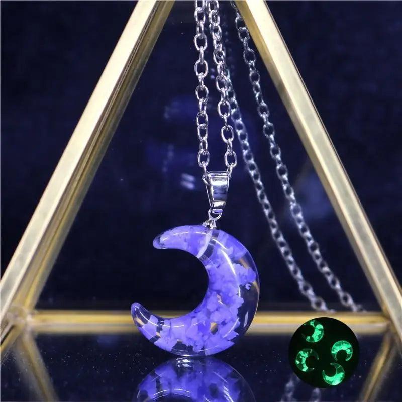 Chic Transparent Resin Round Ball Blue Sky White Cloud Moon Pendant Necklace for Women - Fashion Chain Necklace Jewelry