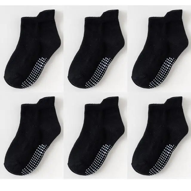 Children Cotton 6 Pairs/Set Anti - slip Socks For Boys Girl Rubber Kid Floor Sock With Grips For To 6 Years Kids