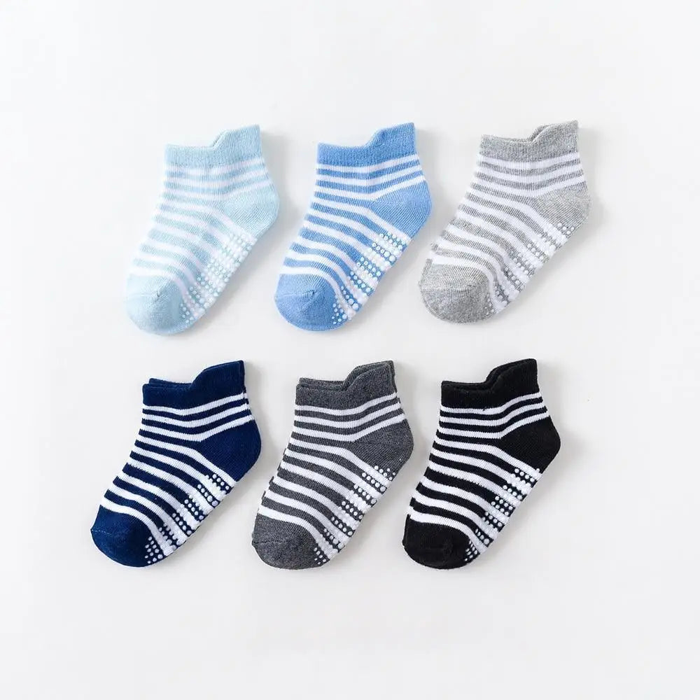 Children Cotton 6 Pairs/Set Anti - slip Socks For Boys Girl Rubber Kid Floor Sock With Grips For To 6 Years Kids