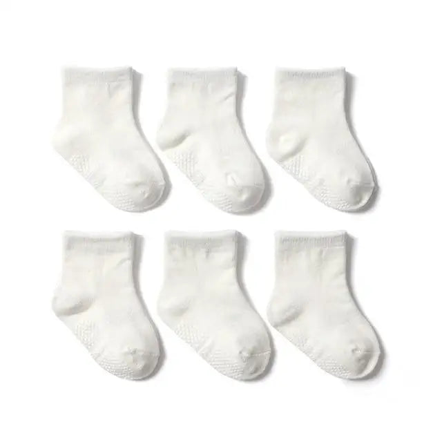 Children Cotton 6 Pairs/Set Anti - slip Socks For Boys Girl Rubber Kid Floor Sock With Grips For To 6 Years Kids