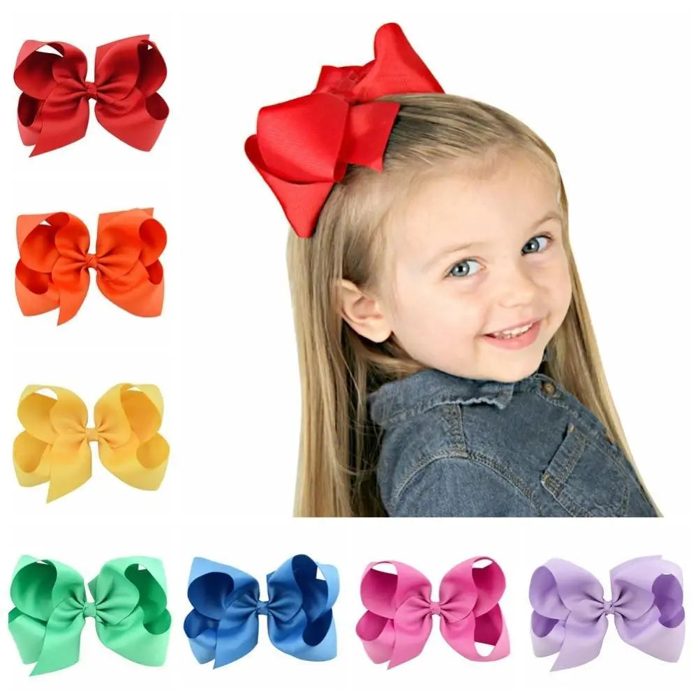 Children Modern Style Big Ribbon Solid Hair Bows With Clips For Kids Teens Girls Retro Hair Bows Strong Clips Charming