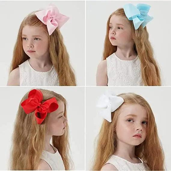 Children Modern Style Big Ribbon Solid Hair Bows With Clips For Kids Teens Girls Retro Hair Bows Strong Clips Charming