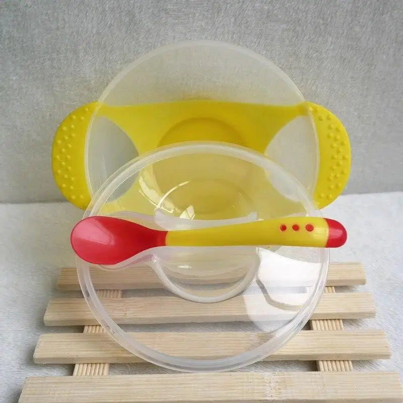 Children's Tableware Baby Learning Dishes With Suction Cup Assist Food Bowl Temperature Sensing Spoon Baby Feeding Bowl - STEVVEX Baby - Baby, baby fork, Baby spoon, Children's Tableware, Christmas gifts, Feeding Bowl for baby, Feeding Fork, Flexible Fork for babies, Food Bowl for baby, Fork, Fork for baby, Infant Feeding Spoon for baby, Infant Food Feeding Spoon Fork, Learning Dishes, learning dishes for baby, new year gifts, Spoon set - Stevvex.com