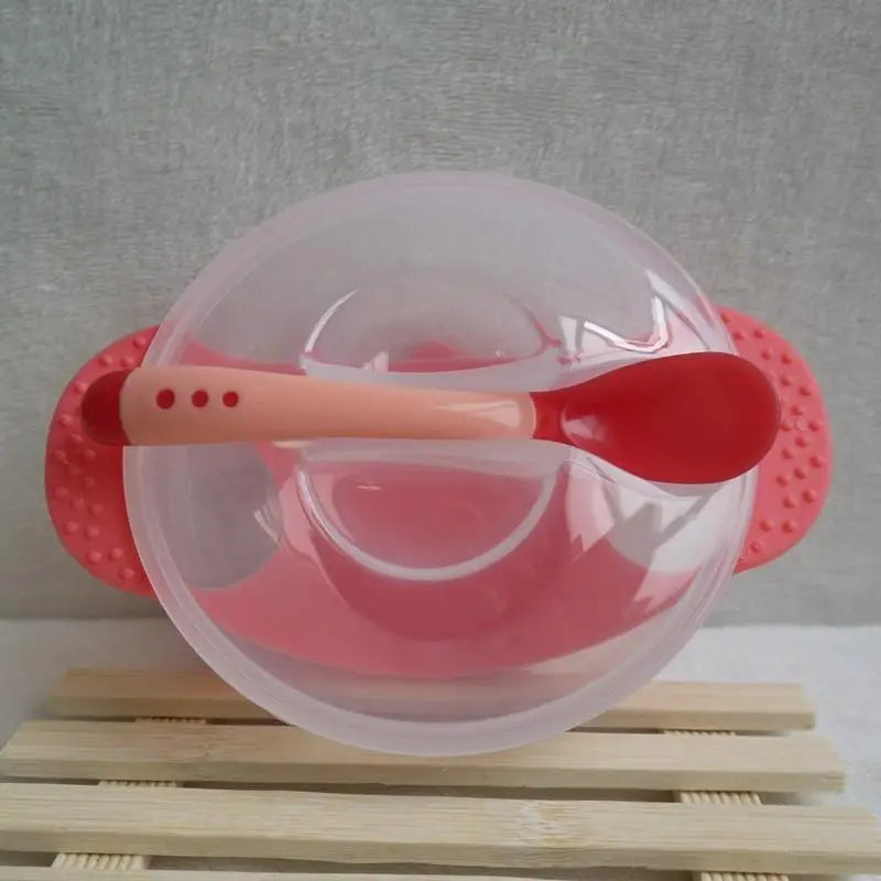 Children's Tableware Baby Learning Dishes With Suction Cup Assist Food Bowl Temperature Sensing Spoon Baby Feeding Bowl - STEVVEX Baby - Baby, baby fork, Baby spoon, Children's Tableware, Christmas gifts, Feeding Bowl for baby, Feeding Fork, Flexible Fork for babies, Food Bowl for baby, Fork, Fork for baby, Infant Feeding Spoon for baby, Infant Food Feeding Spoon Fork, Learning Dishes, learning dishes for baby, new year gifts, Spoon set - Stevvex.com