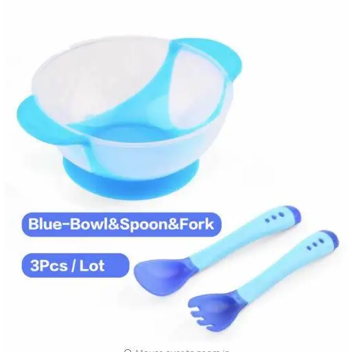 Children's Tableware Baby Learning Dishes With Suction Cup Assist Food Bowl Temperature Sensing Spoon Baby Feeding Bowl - STEVVEX Baby - Baby, baby fork, Baby spoon, Children's Tableware, Christmas gifts, Feeding Bowl for baby, Feeding Fork, Flexible Fork for babies, Food Bowl for baby, Fork, Fork for baby, Infant Feeding Spoon for baby, Infant Food Feeding Spoon Fork, Learning Dishes, learning dishes for baby, new year gifts, Spoon set - Stevvex.com