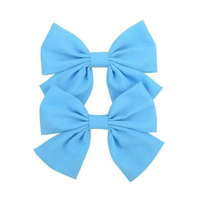 Children Solid Hair Bows Handmade Hair Clips Barrettes Modern Hairpins Ponytail Holder Accessories For Kids Elegant