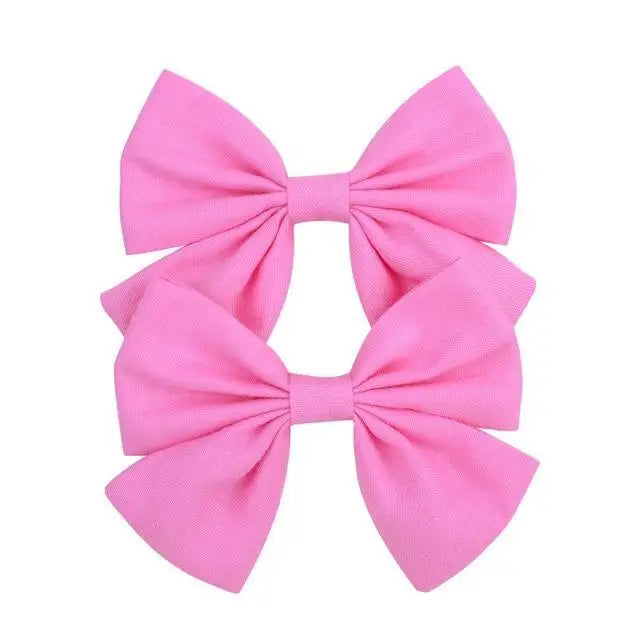 Children Solid Hair Bows Handmade Hair Clips Barrettes Modern Hairpins Ponytail Holder Accessories For Kids Elegant