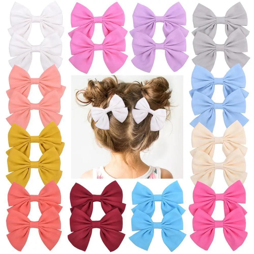 Children Solid Hair Bows Handmade Hair Clips Barrettes Modern Hairpins Ponytail Holder Accessories For Kids Elegant