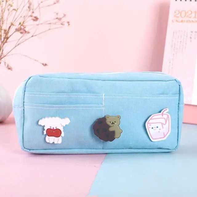 Classic Cartoon Large Capacity Stylish Students Pencil Pouch Cute Creative Design Case For School - Blue - STIL8569GCVGH