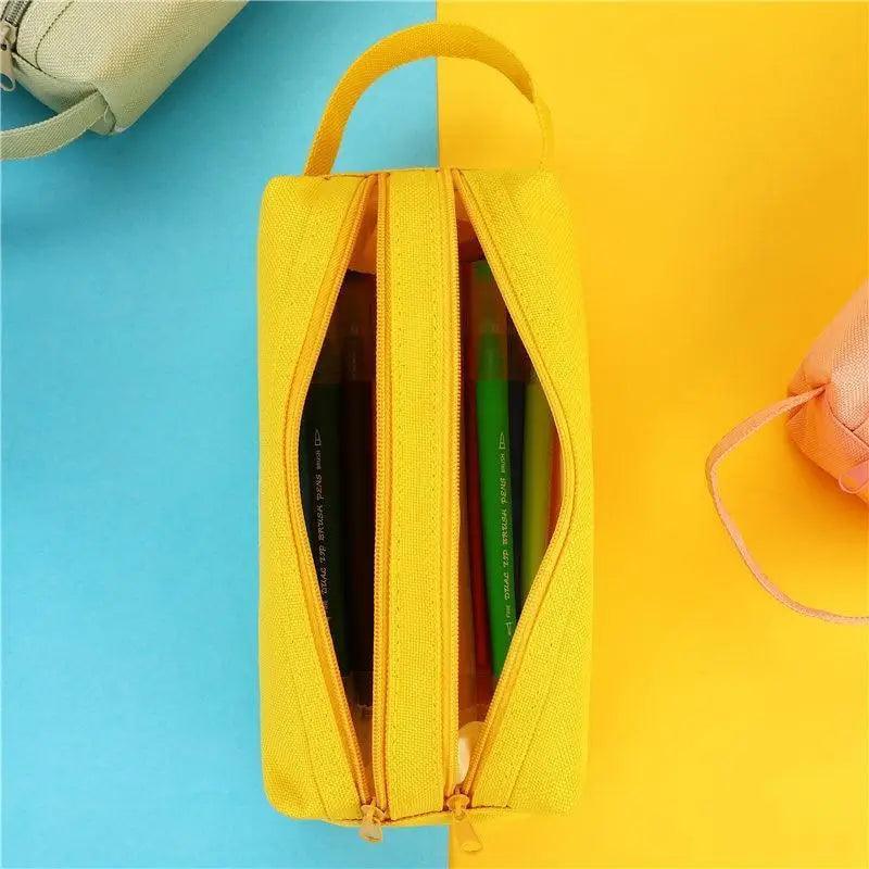 Classic Colorful Large Capacity Pencil Cases For Students Cool Design Double Zipper Pencil Pouch Pen Bag For School