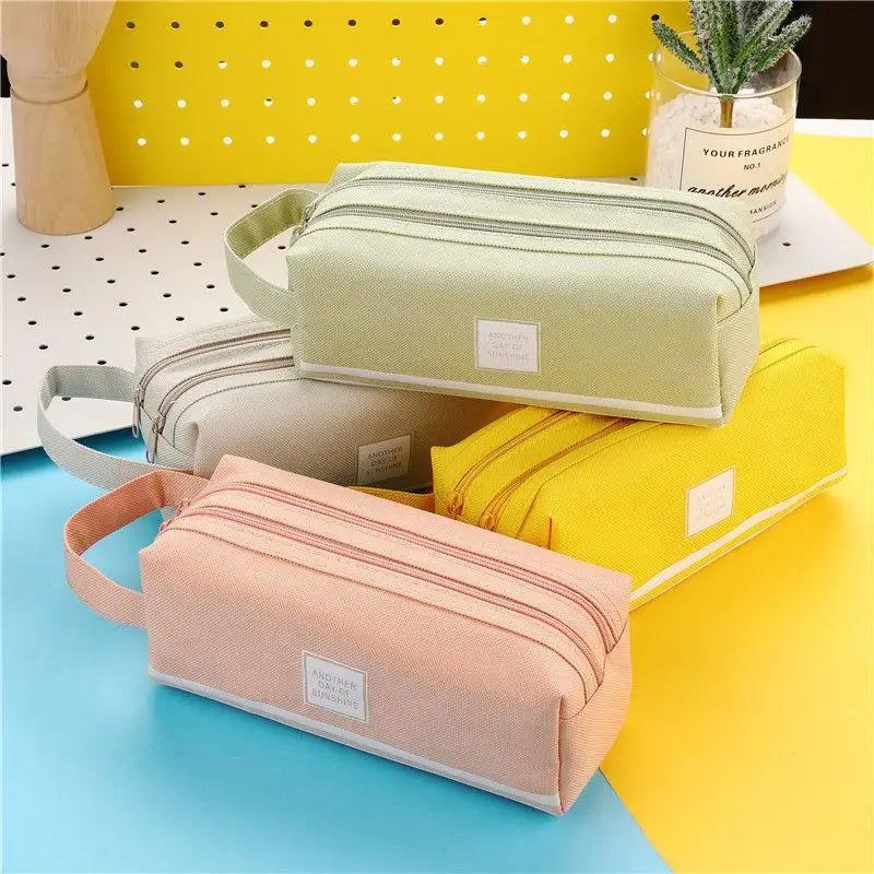 Classic Colorful Large Capacity Pencil Cases For Students Cool Design Double Zipper Pencil Pouch Pen Bag For School