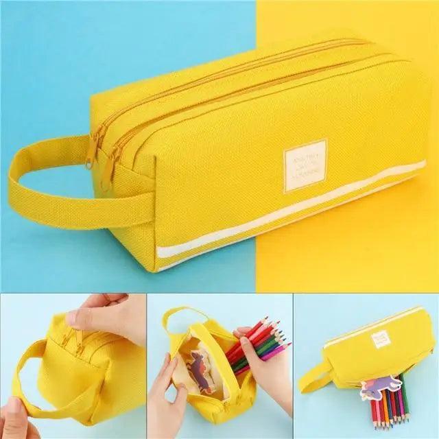 Classic Colorful Large Capacity Pencil Cases For Students Cool Design Double Zipper Pencil Pouch Pen Bag For School