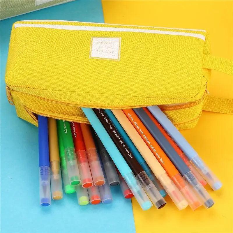 Classic Colorful Large Capacity Pencil Cases For Students Cool Design Double Zipper Pencil Pouch Pen Bag For School