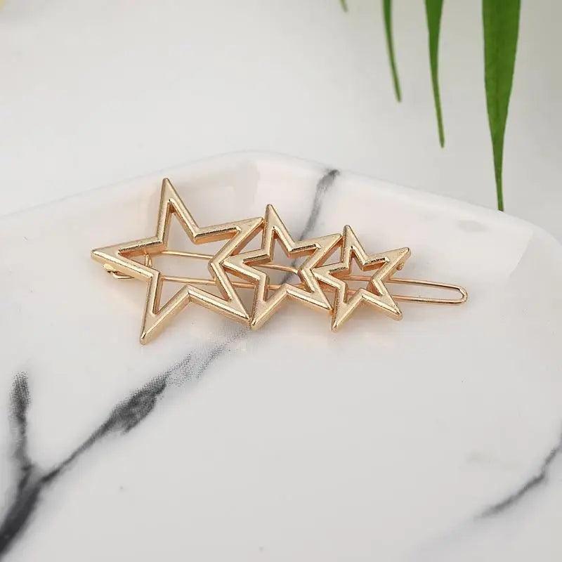 Classic Geometric Alloy Moon Circle Star Shaped Metal Women Hair Clips Trendy Various Shapes Hair Clip For Girl Cute