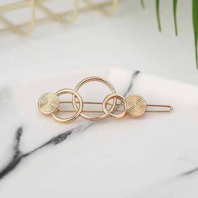 Classic Geometric Alloy Moon Circle Star Shaped Metal Women Hair Clips Trendy Various Shapes Hair Clip For Girl Cute