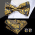 Classic Green Bow Ties Men Silk Butterfly Tie With Pocket Square And Cufflinks Set For Men Elegant Design Wedding Party