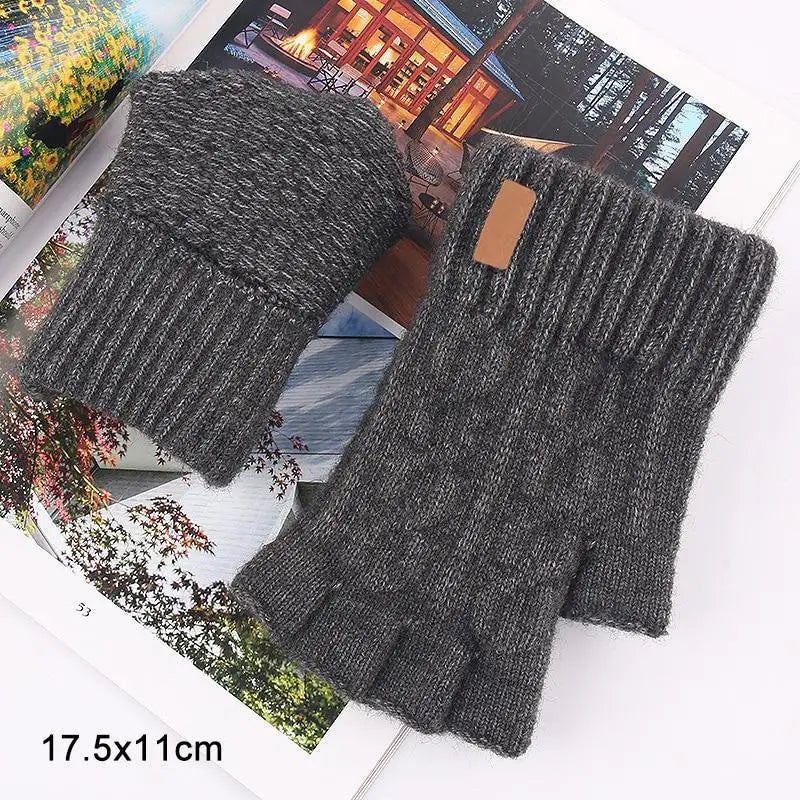 Classic Knitted Fingerless Winter Unisex Outdoor Gloves For Men Women Retro Soft Unisex Stretch Elastic Warm Half Finger Cycling Gloves - STEVVEX Fashion - 717, comfortable gloves, cute gloves, cycling gloves, Fingerless Gloves, gloves, gloves for winter, half finger gloves, knitted gloves, outdoor gloves, retro gloves, soft gloves, stretchable gloves, thick gloves, unisex gloves, vintage gloves, warm gloves, winter gloves - Stevvex.com