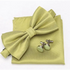 Classic Men Bowtie Cufflinks Set Casual Men’s Fashionable Style Solid Color Bowties Elegant Accessories - Green