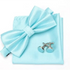 Classic Men Bowtie Cufflinks Set Casual Men’s Fashionable Style Solid Color Bowties Elegant Accessories - Light blue