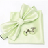 Classic Men Bowtie Cufflinks Set Casual Men’s Fashionable Style Solid Color Bowties Elegant Accessories - Light green